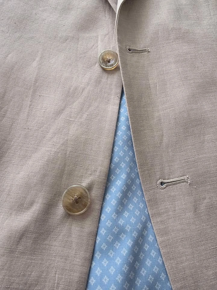 Linen-Blend Suit Jacket Flax 1XLT - photo 4