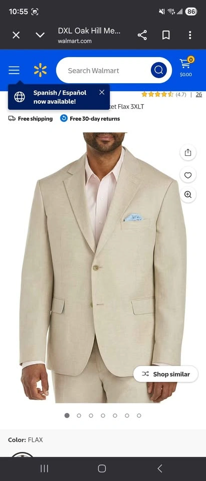 Linen-Blend Suit Jacket Flax 1XLT - photo 5