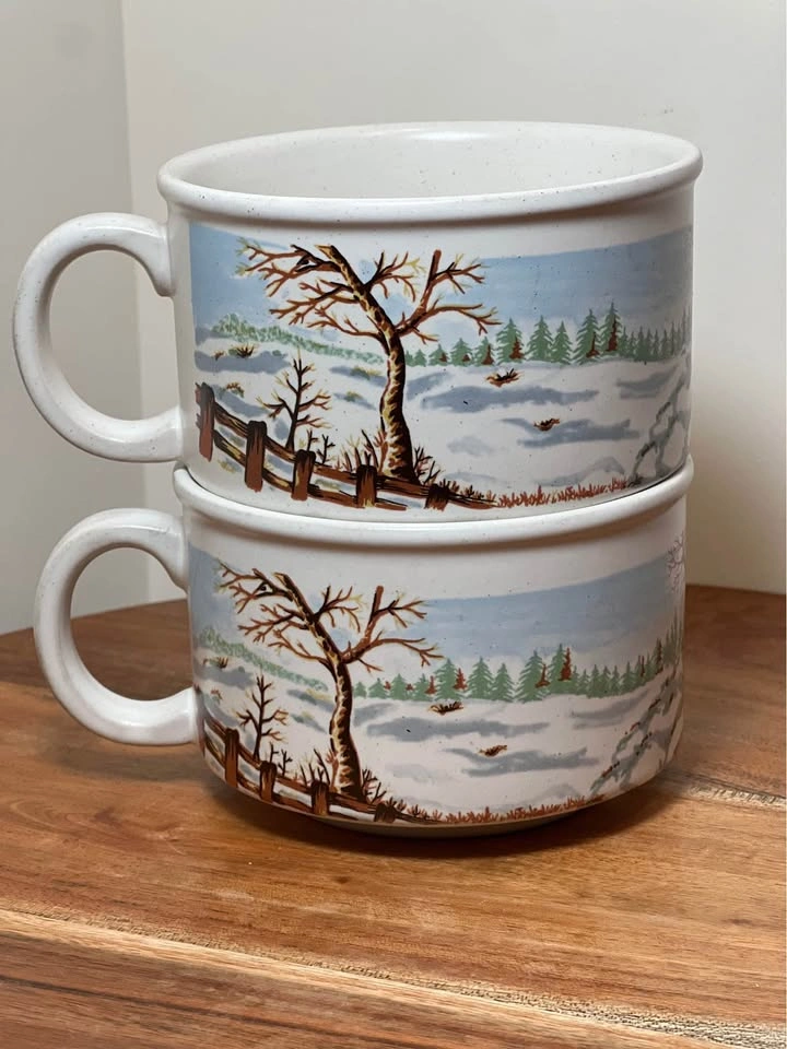 Sunnycraft Stoneware Winter Scene Mug Soup Set (2) - photo 3