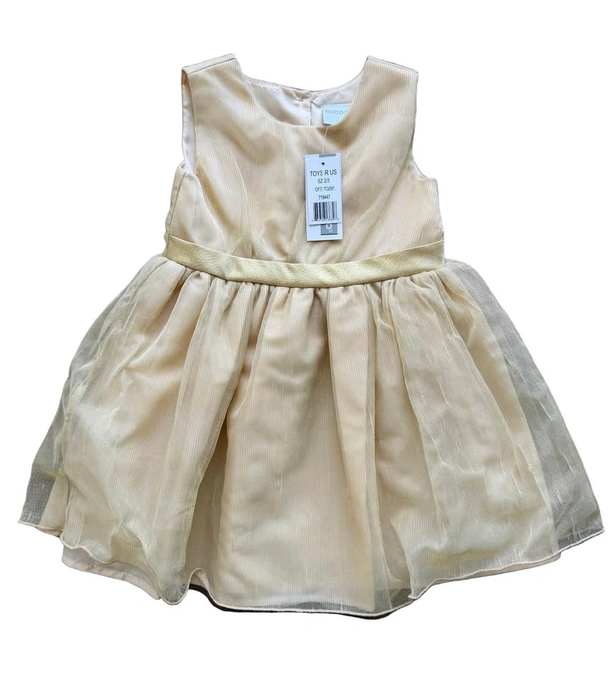 Rococo Toddler Girl Gold Dress Size 2/3 New with Tags