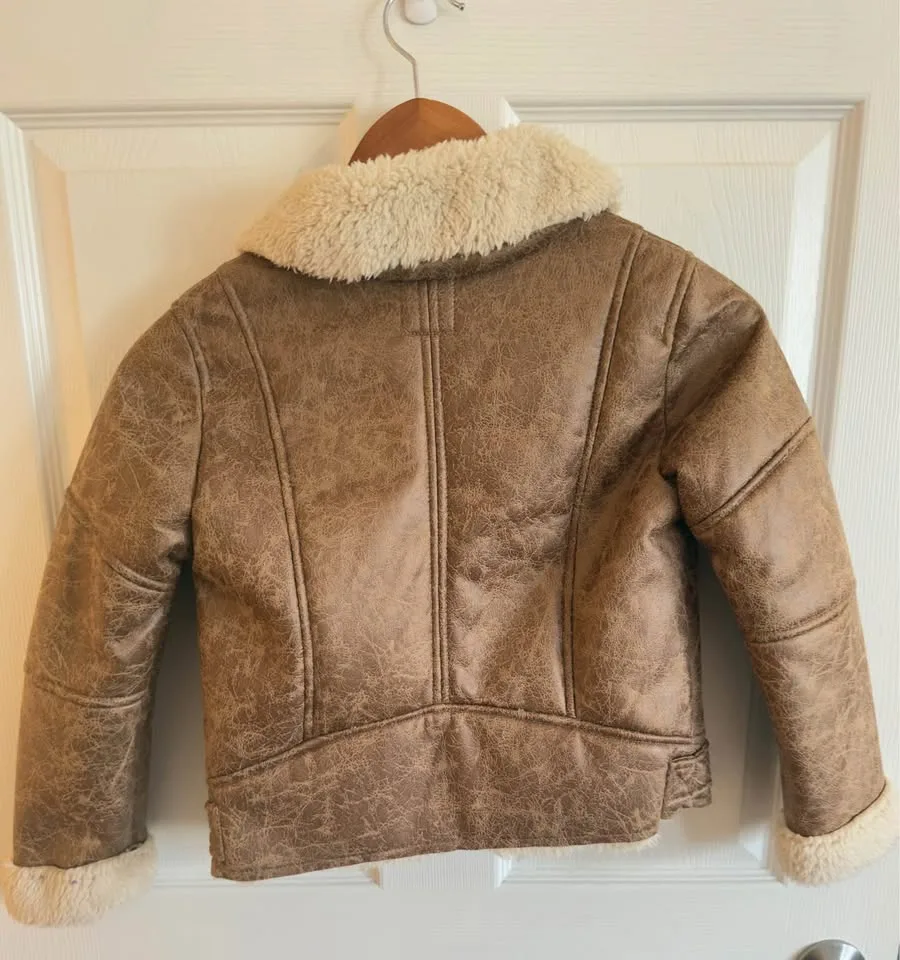 NEW Girls Mayoral Beige Faux Suede Jacket image indicator(5)