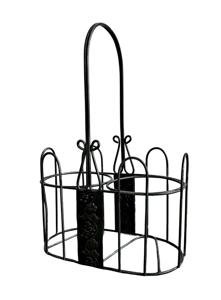 Black Metal Bottle Caddy Carrier