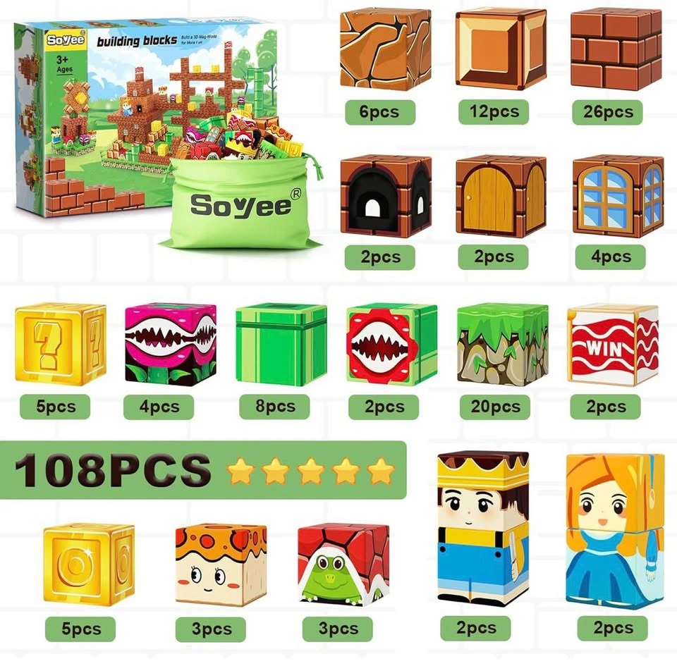Soyee 108PC Mario Style Magnetic Building Blocks - photo 2