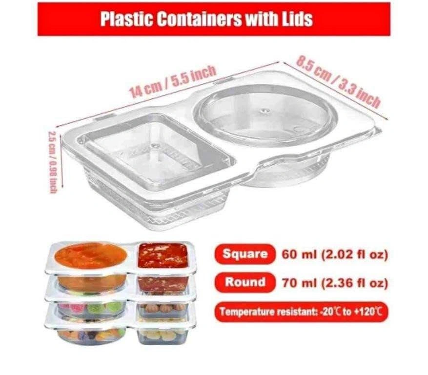 10 Pack Plastic Containers with Lids / Double Compartment