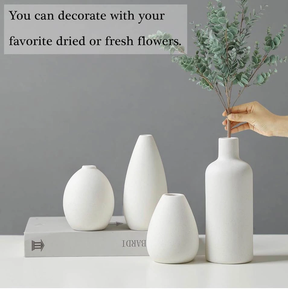 Modern White Ceramic Vase Set - 4 Pcs - photo 2