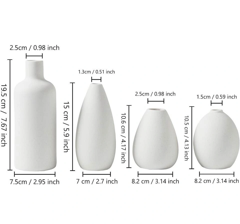 Modern White Ceramic Vase Set - 4 Pcs - photo 3