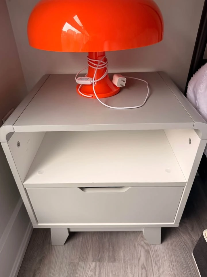 Modern Light grey/White Nightstand with Drawer - photo 2