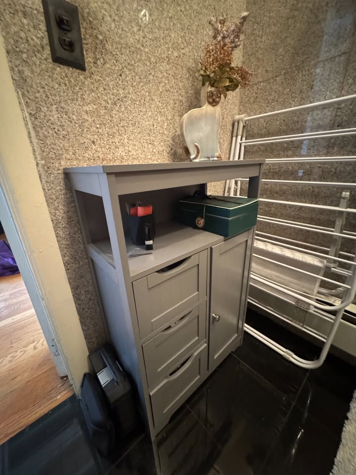 Blue Grey Cabinet with Adjustable Shelf, 3 Drawers - photo 2
