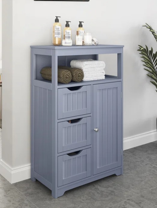 Blue Grey Cabinet with Adjustable Shelf, 3 Drawers - photo 4