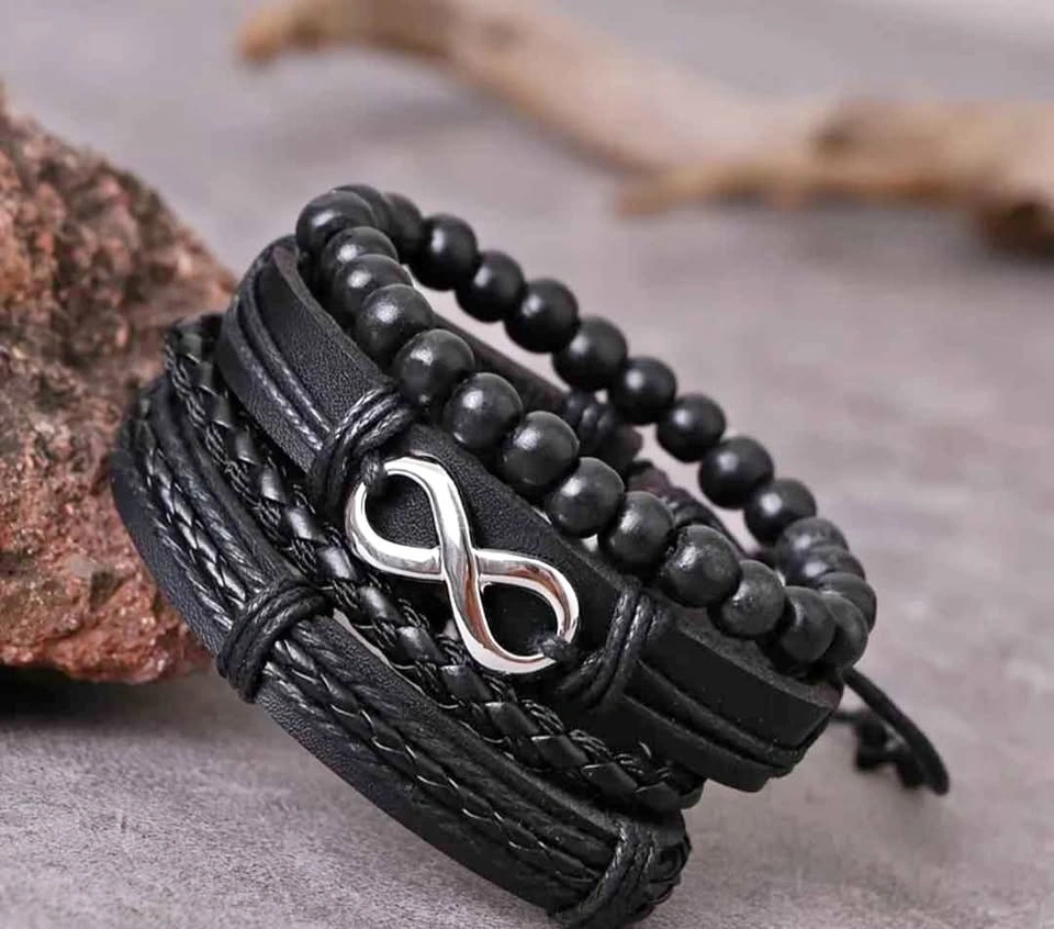 4-Piece Punk Vintage Beaded & Unisex Bracelets