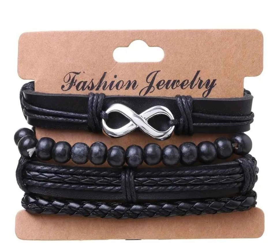4-Piece Punk Vintage Beaded & Unisex Bracelets - photo 3