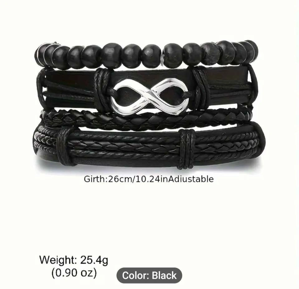 4-Piece Punk Vintage Beaded & Unisex Bracelets - photo 4