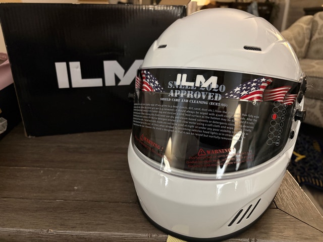 ILM Snell SA2025 Full Face Auto Racing Helmet (White, M)