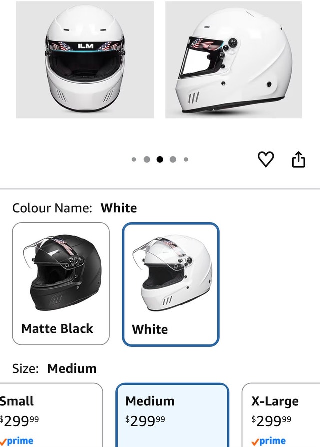 ILM Snell SA2025 Full Face Auto Racing Helmet (White, M) - photo 2