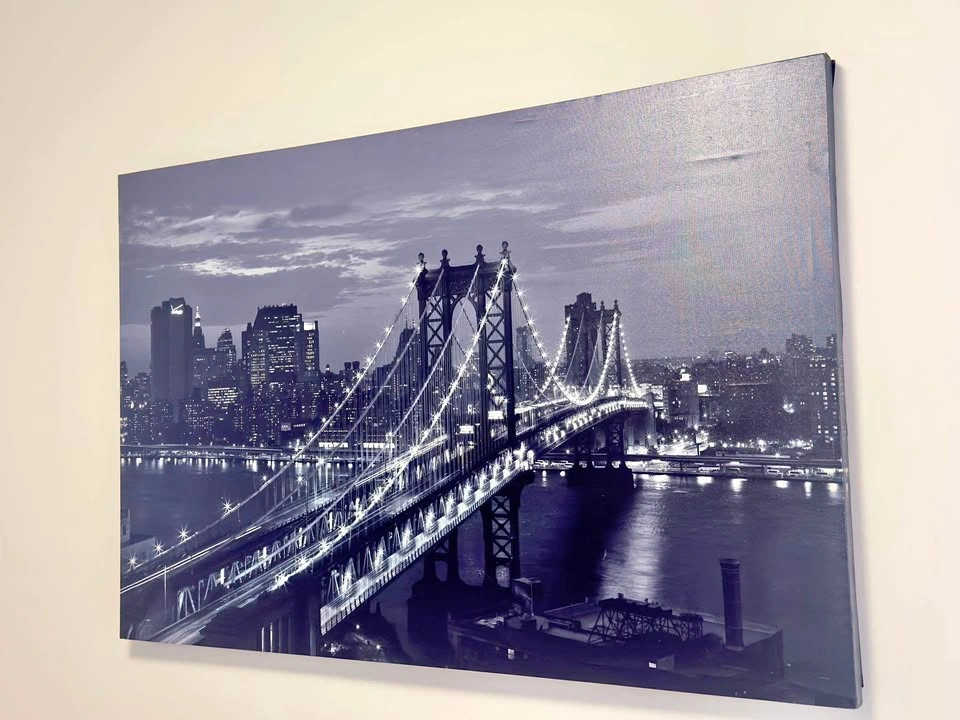Modern Canvas Wall Art – Brooklyn Bridge Night View