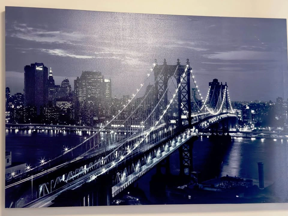 Modern Canvas Wall Art – Brooklyn Bridge Night View - photo 2