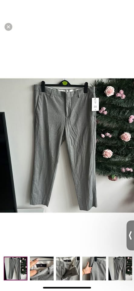 with tag H&M - gray pants - slim fit - size 34R