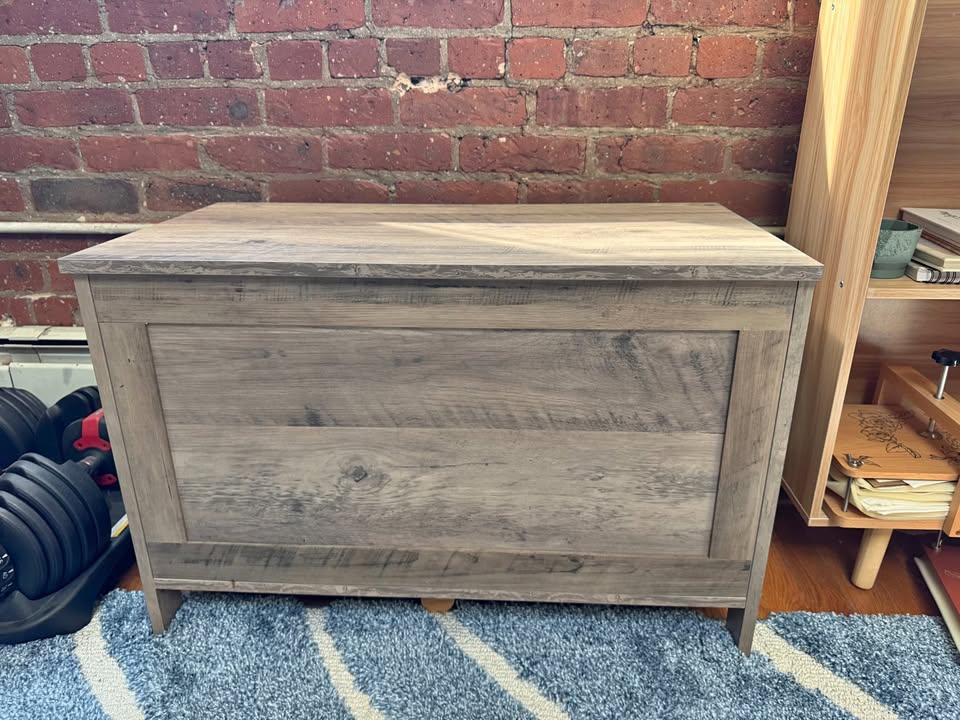 Greige Blanket/ Vinyl Storage Chest