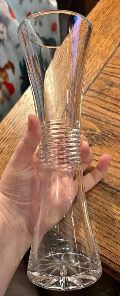 Heavy Bohemian Crystal Corset Vase