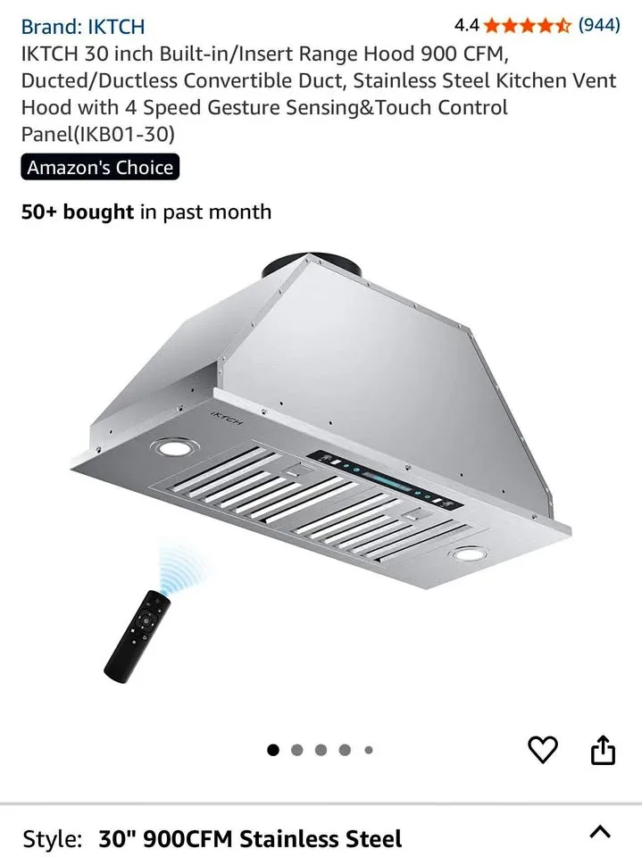 New Iktch 30" Rangehood 900 CFM thumbnail