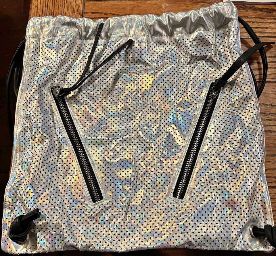 Like new glittery silver Aldo drawstring backpack bag