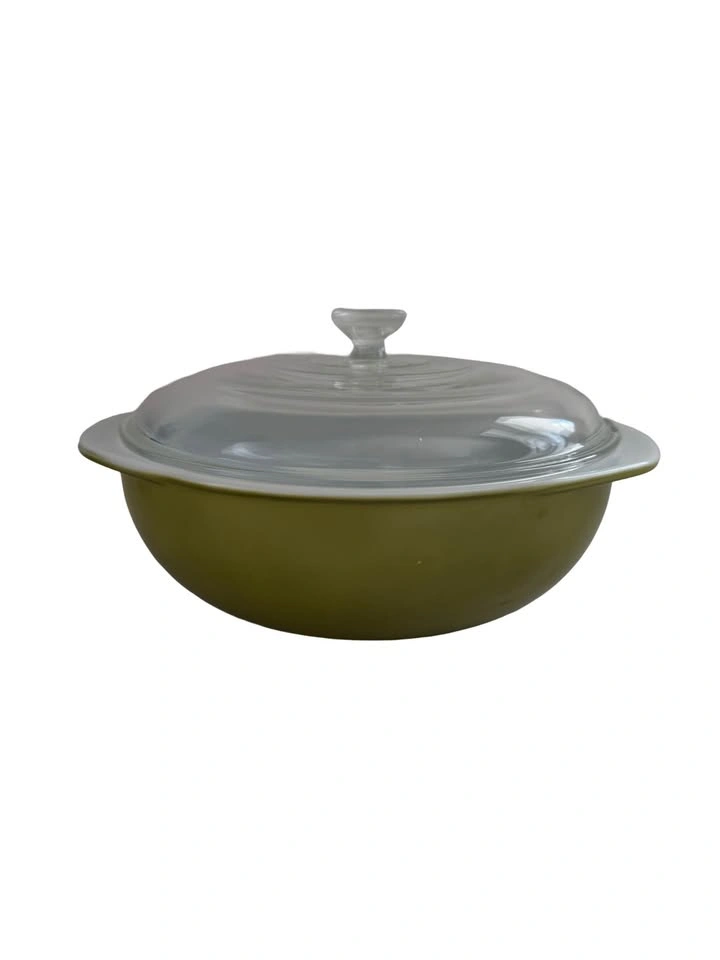 Vintage Green Pyrex Casserole Dish with Lid