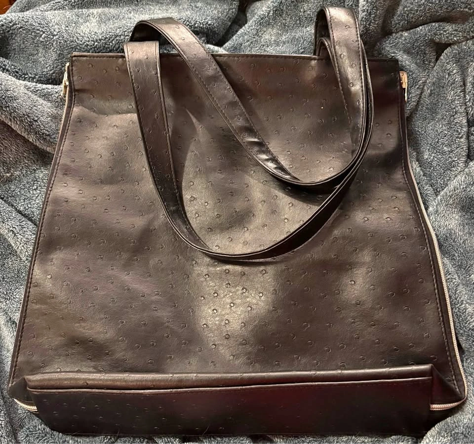 Neat reversible faux ostrich leather/snakeskin tote bag