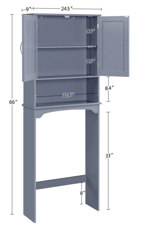 Blue Grey Over Toilet Bathroom Storage - photo 3