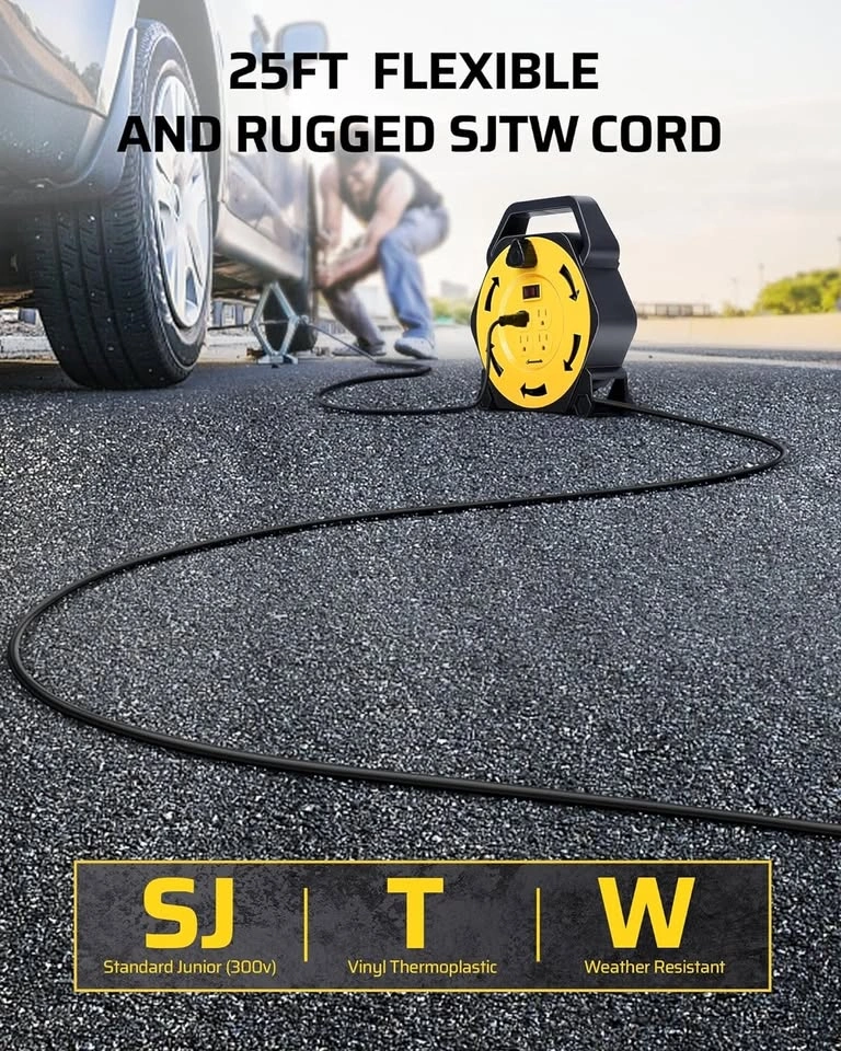 DEWENWILS Extension Cord Reel with 25 FT Power Cord - photo 3