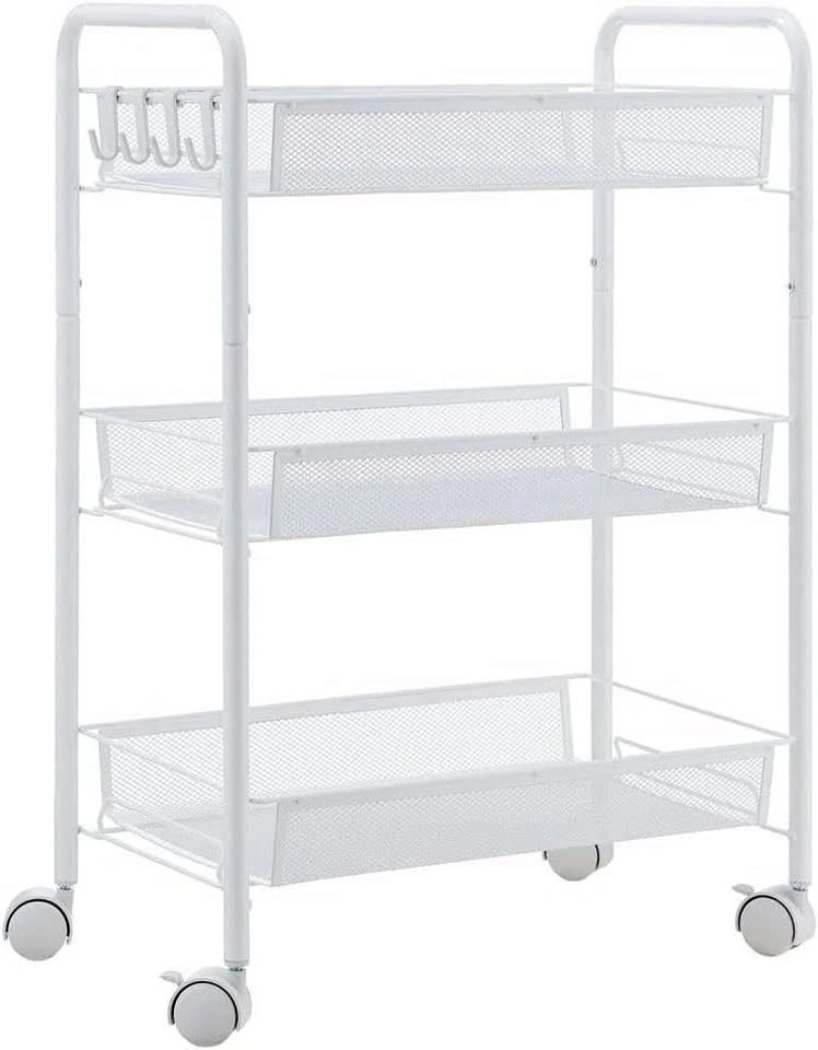 NEW - Kitchen/Bathroom 3-Tier Mesh Rolling Utility Cart