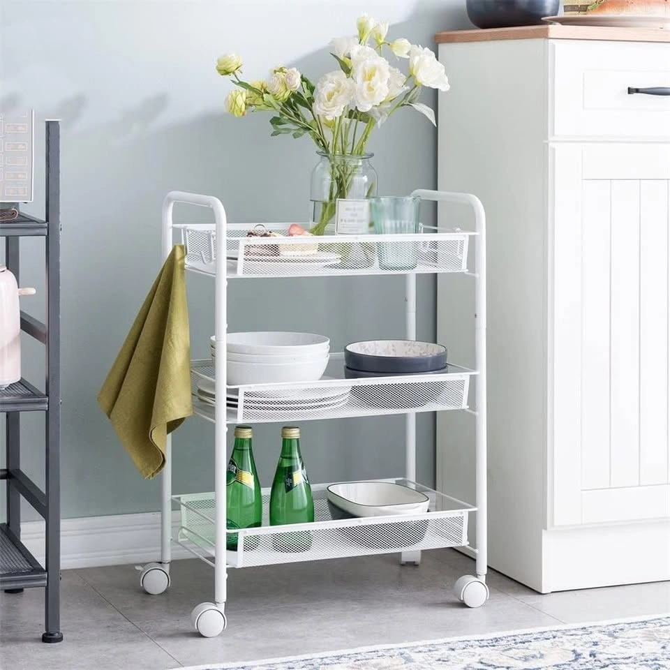 NEW - Kitchen/Bathroom 3-Tier Mesh Rolling Utility Cart - photo 2
