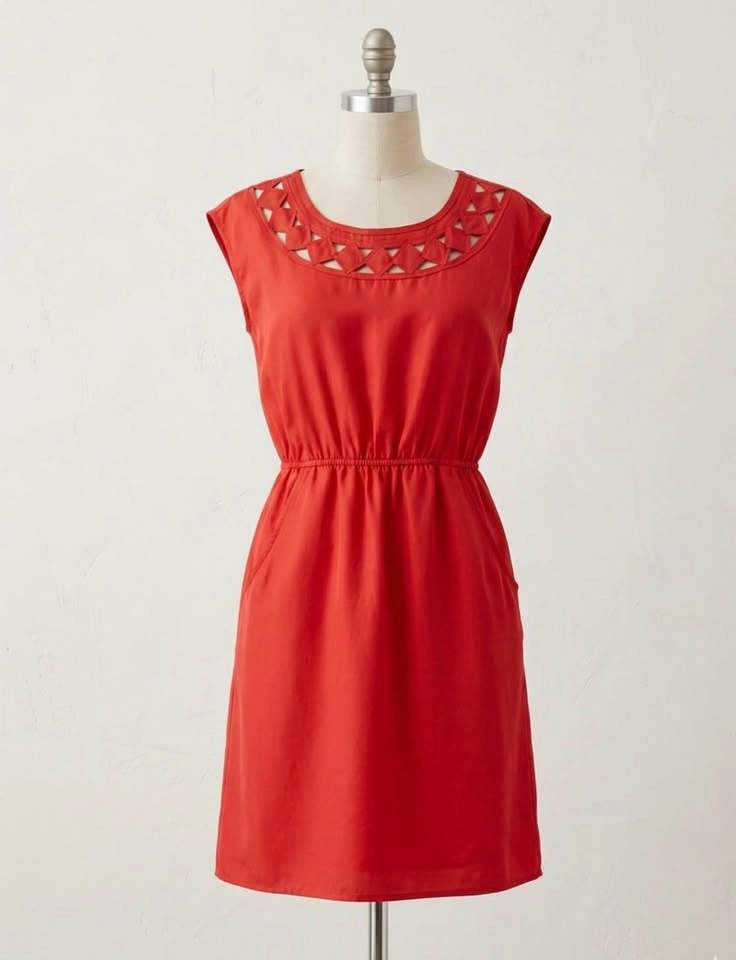 Banana Republic Red Cap Sleeve Elastic Waist Dress Size 0
