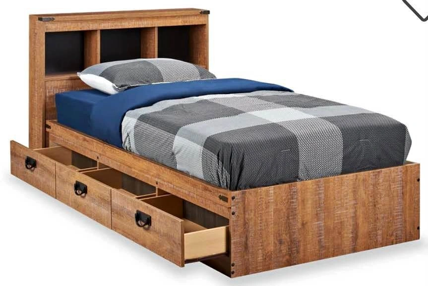 Single bed with headboard and drawers