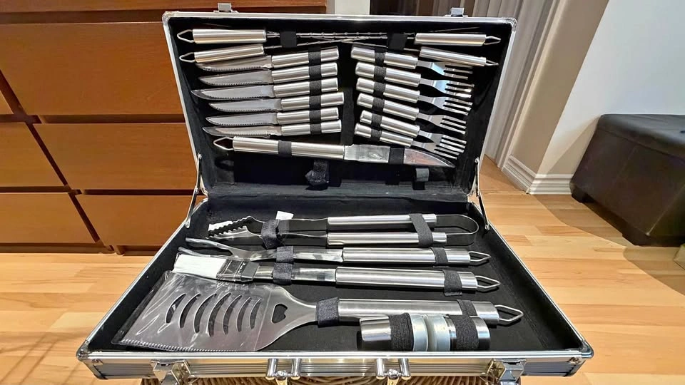 Stainless Steel BBQ Tool Set with Aluminum Case