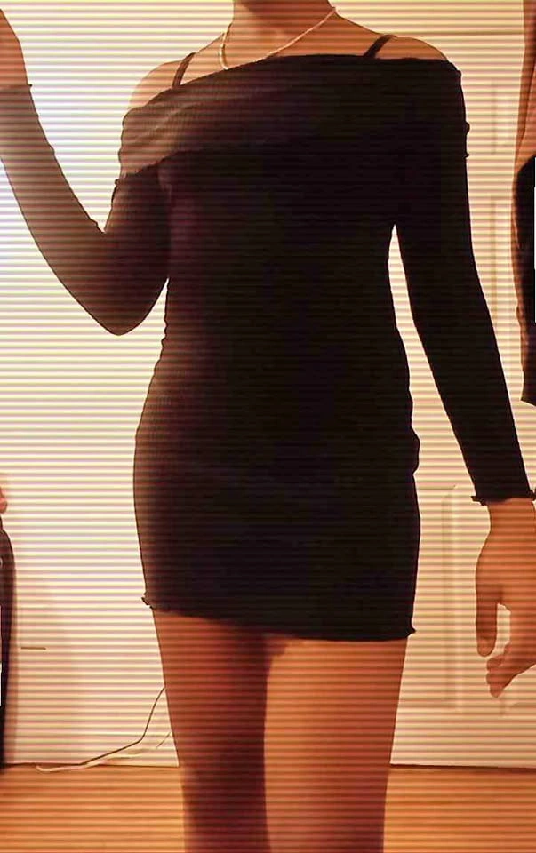 Black off shoulder mini dress - Size Medium