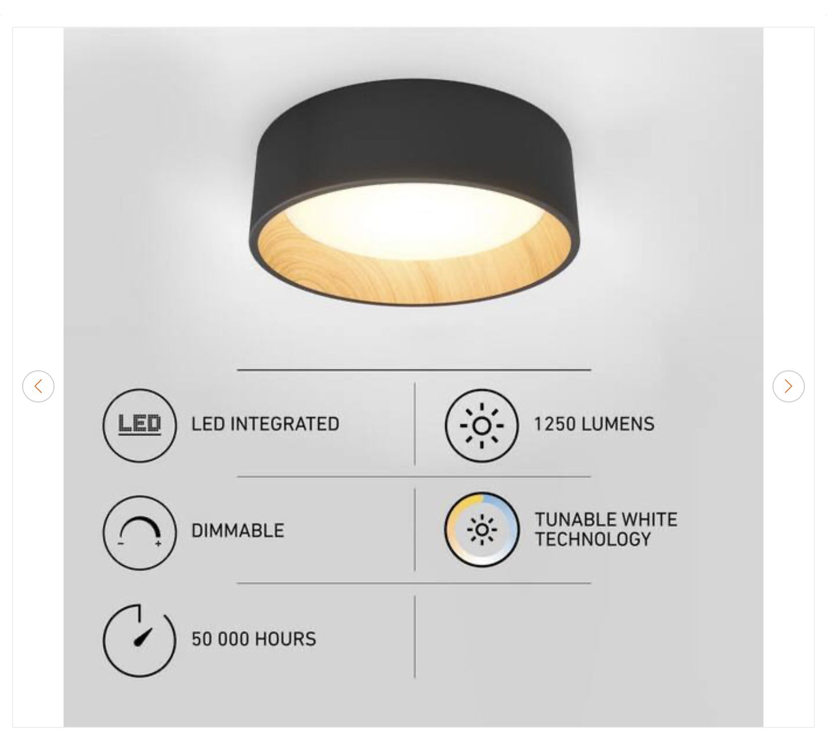 Artika Alton 13" LED Flush Mount Light - Black/Wood - New - photo 3