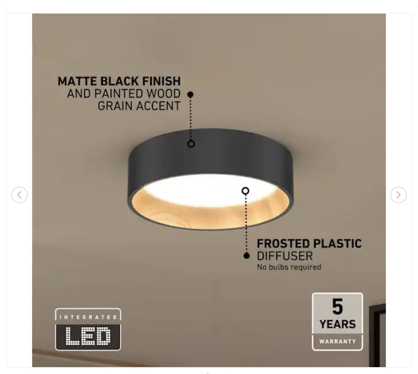 Artika Alton 13" LED Flush Mount Light - Black/Wood - New - photo 5