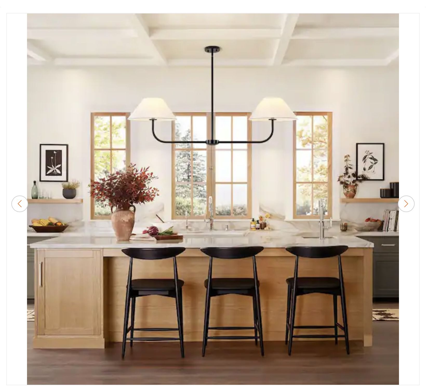 Kandras 60W 2-Light Matte Black Linear Pendant Light - New - photo 2