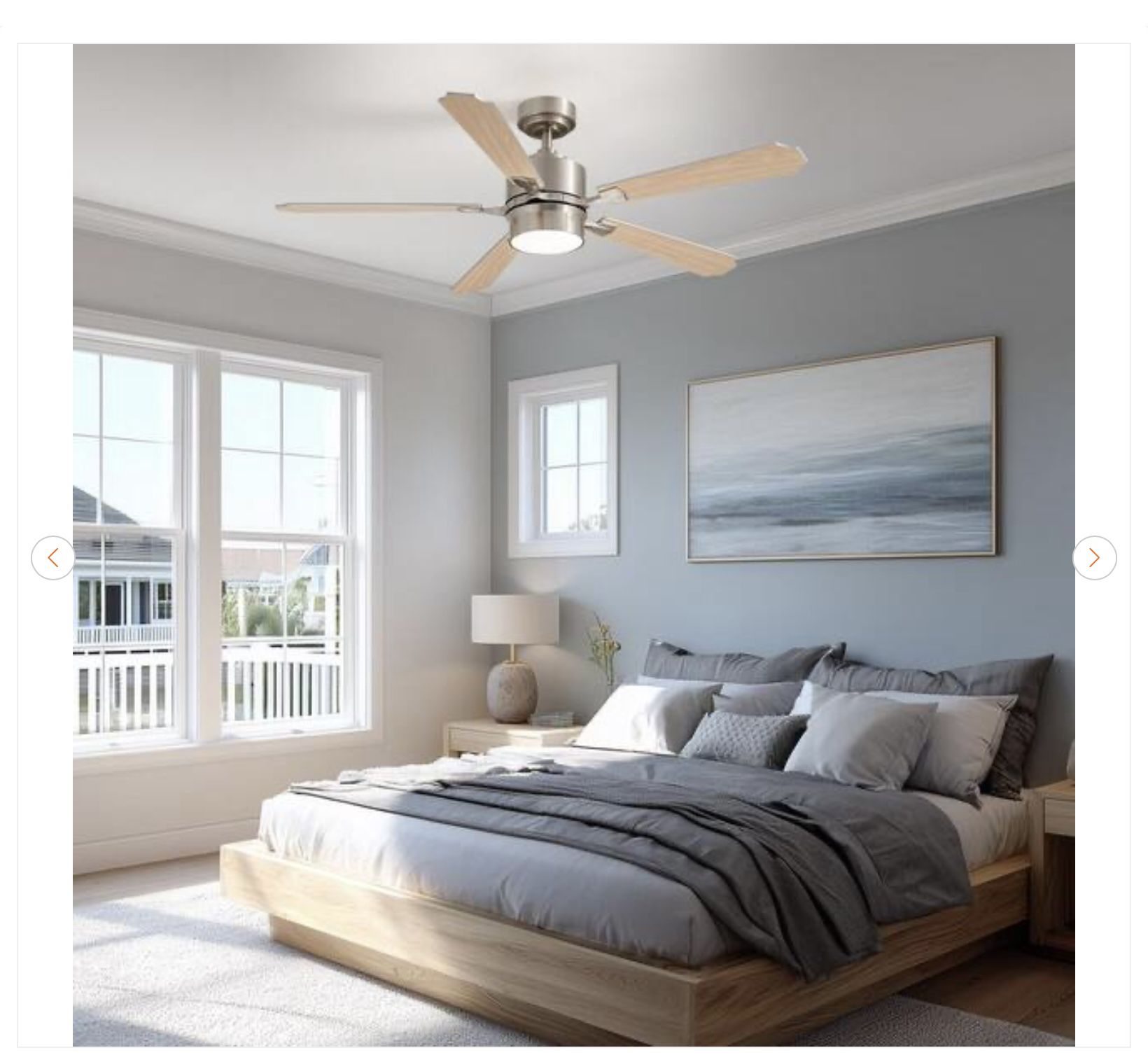 52 in. Indoor Brushed Nickel Ceiling Fan w/ LED Light & Remote - photo 2