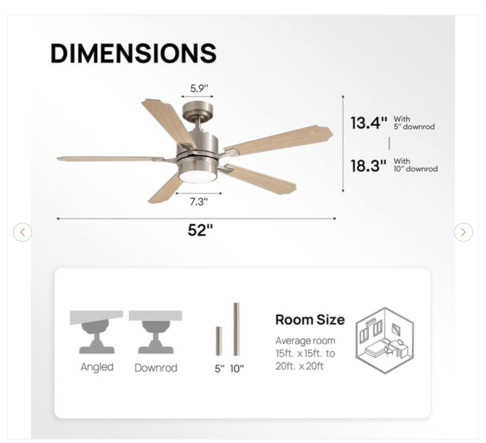 52 in. Indoor Brushed Nickel Ceiling Fan w/ LED Light & Remote - photo 4