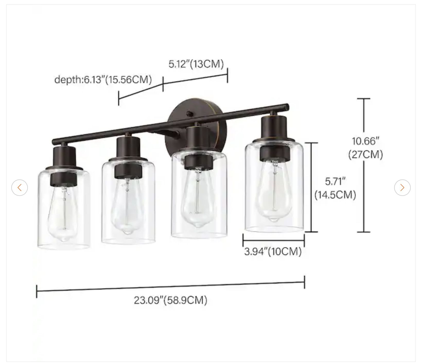 23.09 in. 4-Light Oil Rubbed Bronze Vanity Light - photo 5