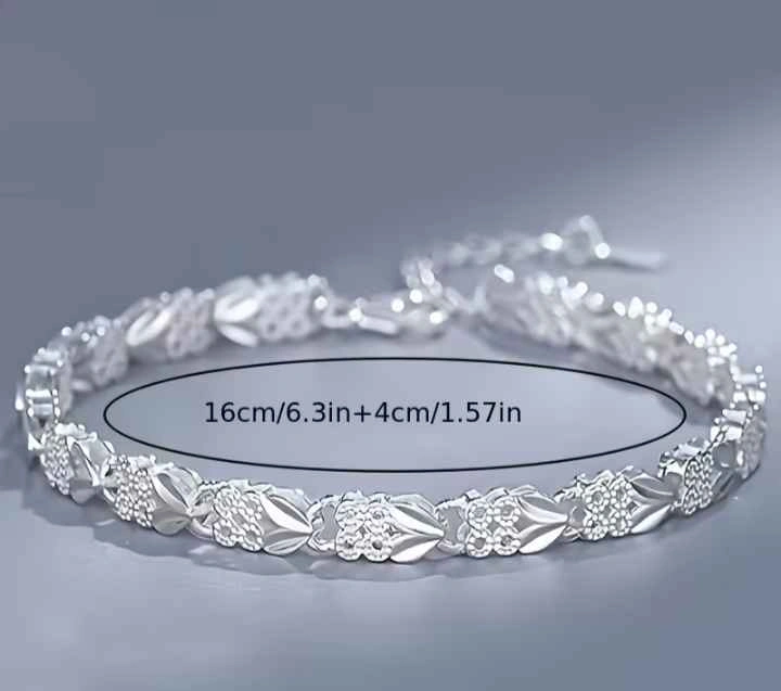 Premium 925 Sterling Silver Bracelet - Intricate Leaf Design, 6g - photo 3