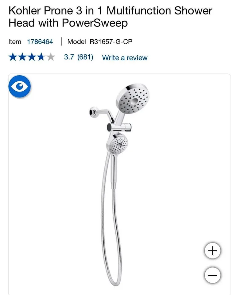 Kohler Prone 3 in 1 Shower Head with PowerSweep thumbnail