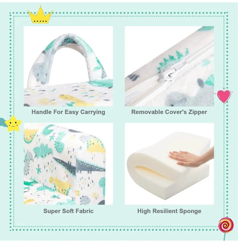 Kids ultra soft sofa - cute dinosaur pattern image indicator(4)