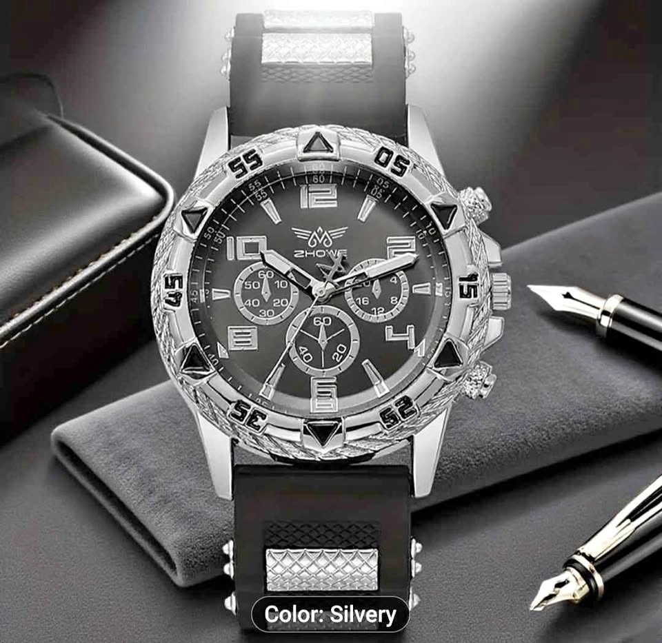 3pcs Men's Watch Set with Bracelet & Lion Head Necklace