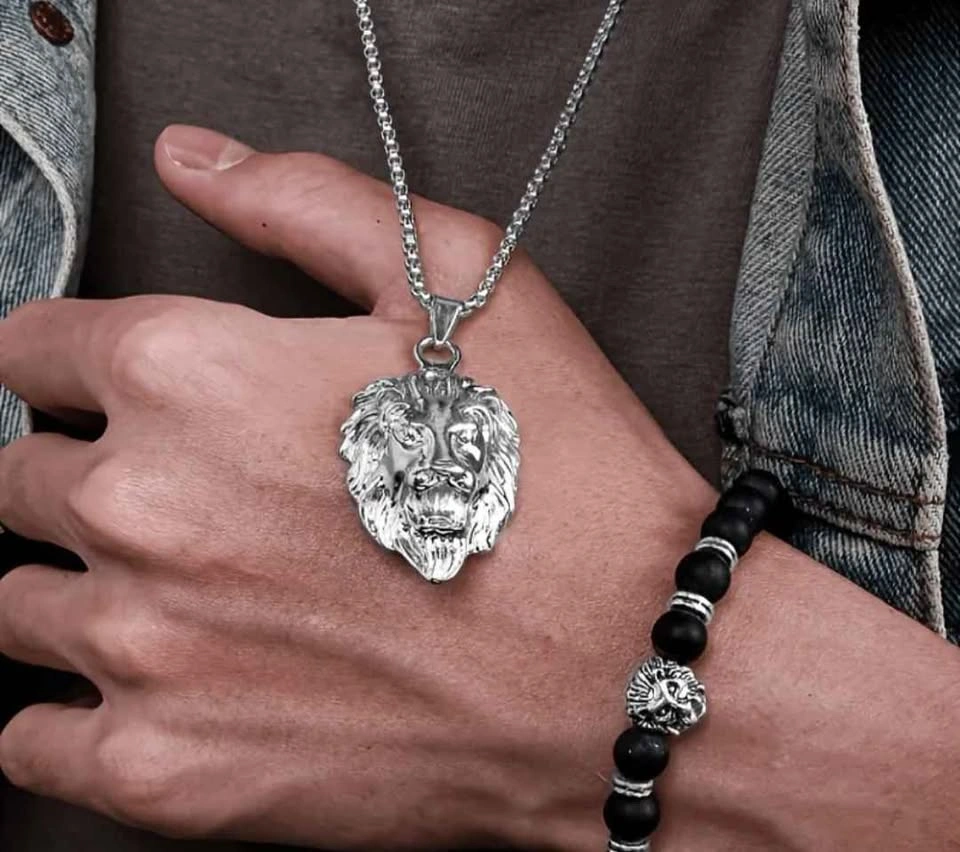 3pcs Men's Watch Set with Bracelet & Lion Head Necklace - photo 2
