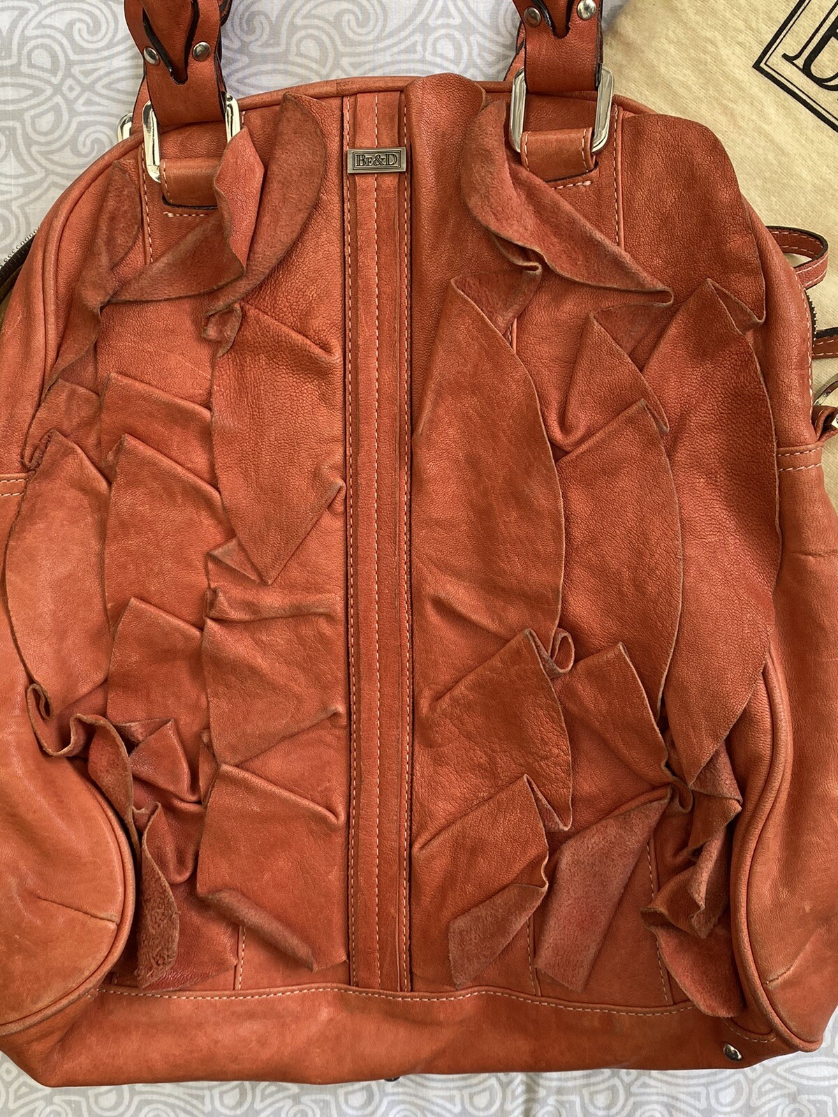 Be&D Ruffled Leather Handbag Satchel - photo 2