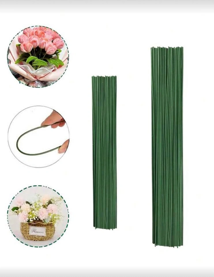 Green 30cm Plastic Floral Stems - 75 pcs