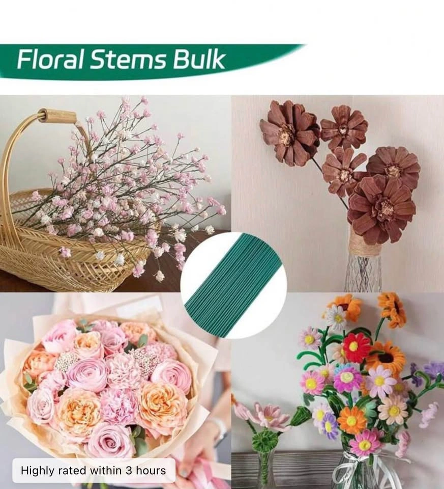 Green 30cm Plastic Floral Stems - 75 pcs - photo 4
