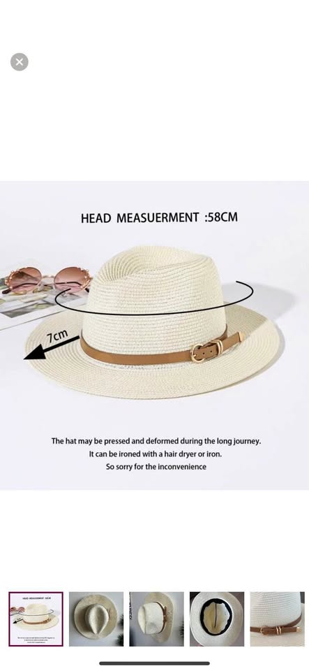 🆕 Never worn! Beige hat with brown belt and Golden buckle